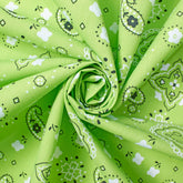 Organic Cotton Fabric For Sewing—PaisleyPrint Bandana—Broadcloth Material—Lime Green Color—100% Cotton— Stylish-Durable—Available by the Yard—Nationwide Shipping